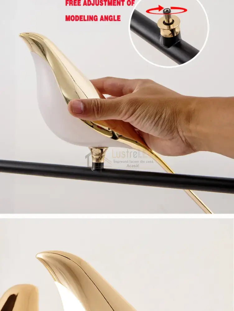 Lustra Led Luxury 3 Golden Swallow Lighting Fixtures