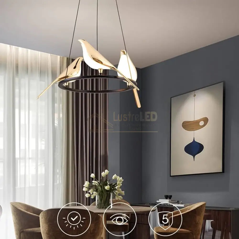 Lustra Led Luxury 3 Golden Swallow Lighting Fixtures