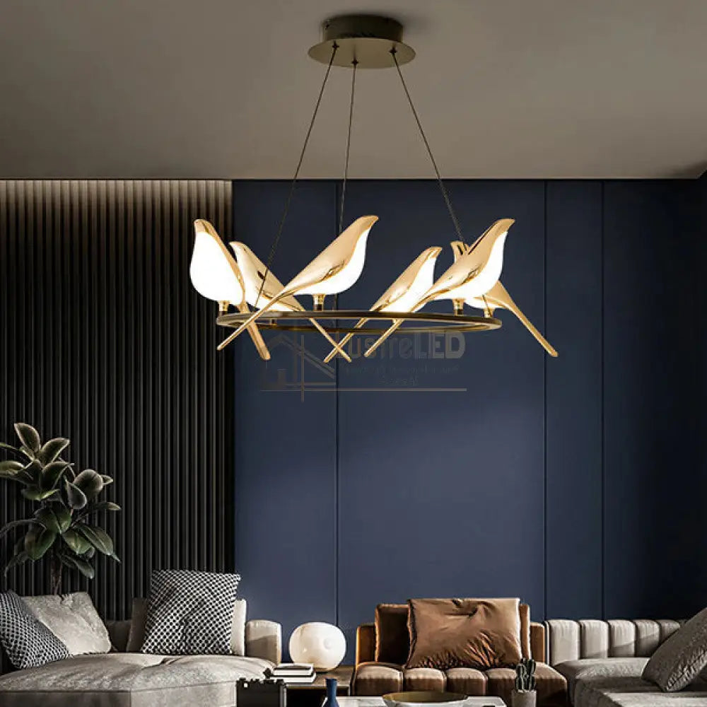 Lustra Led Luxury 6 Golden Swallow Lighting Fixtures