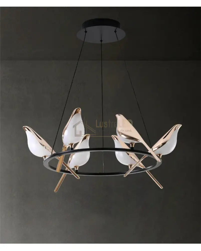 Lustra Led Luxury 6 Golden Swallow Lighting Fixtures
