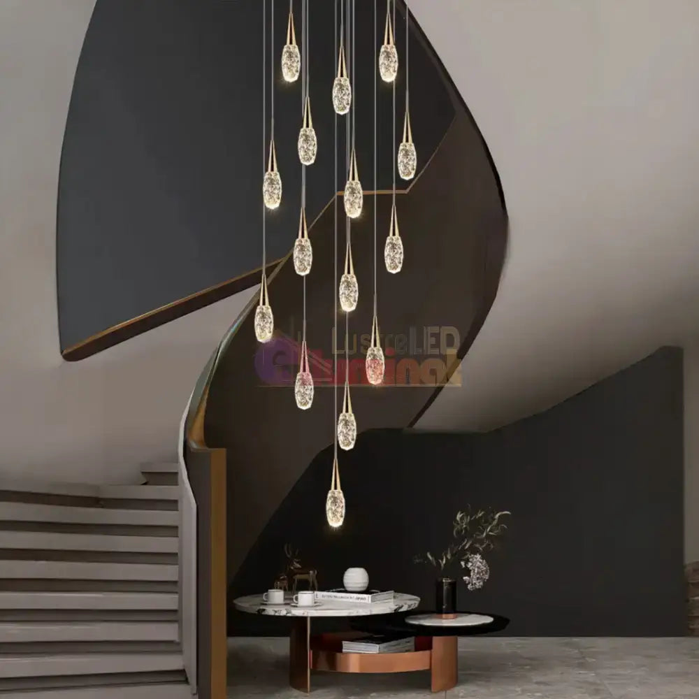 Lustra LED Luxury Crystal Golden Drops lustreled.ro