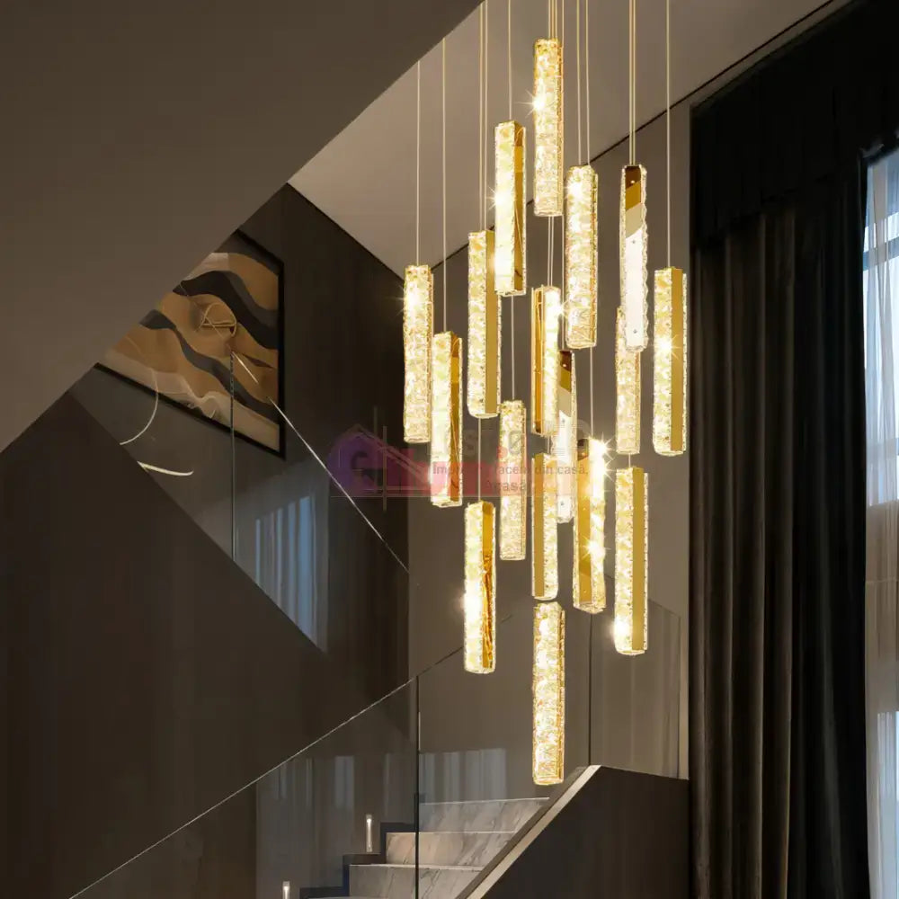 Lustra LED Luxury Crystal Golden Vianore lustreled.ro