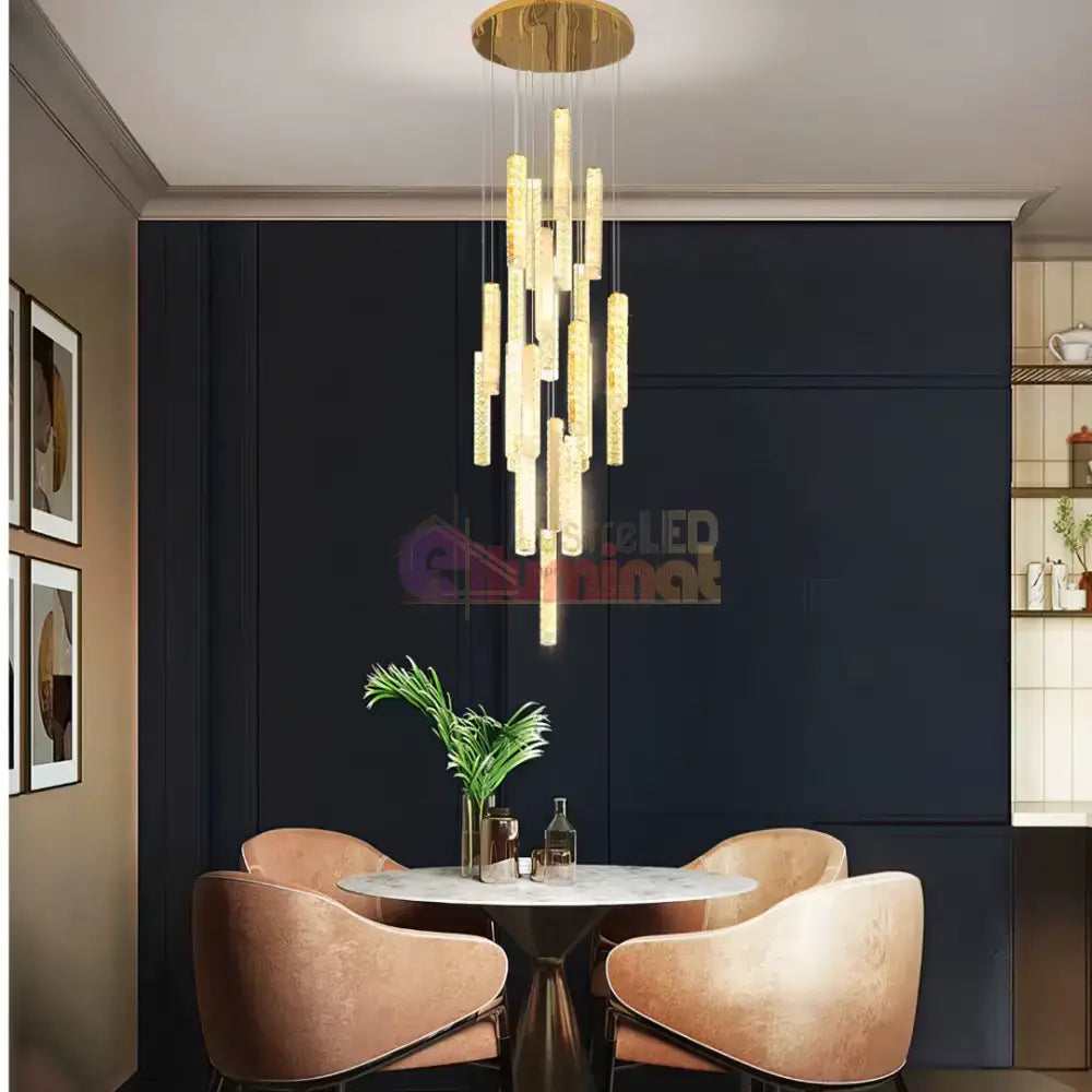 Lustra LED Luxury Crystal Golden Vianore lustreled.ro
