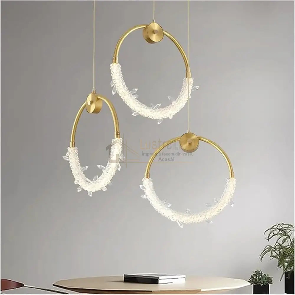 Lustra LED Luxury Gold Cristal Echivalent 150W lustreled.ro