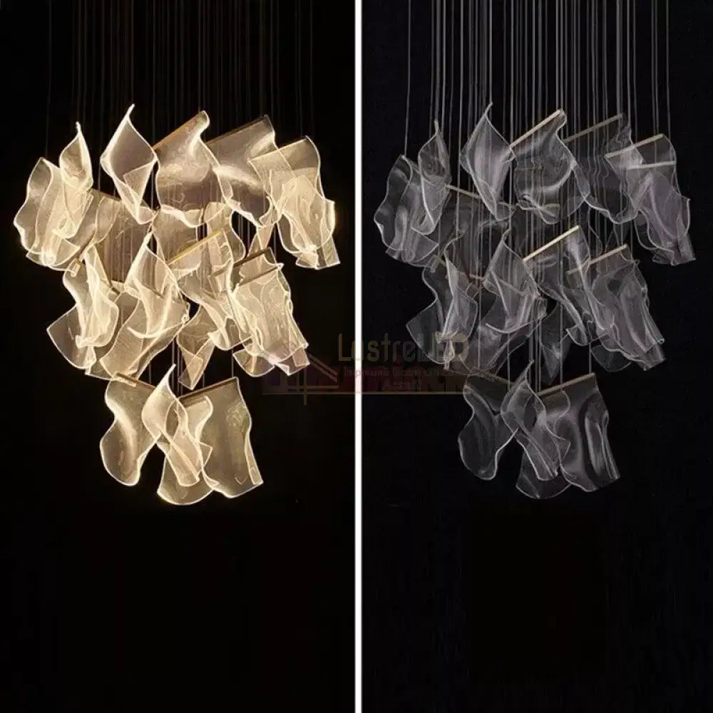 Lustra Led Luxury Paper Quill Gold Echivalent 500W Chandeliers Crystal