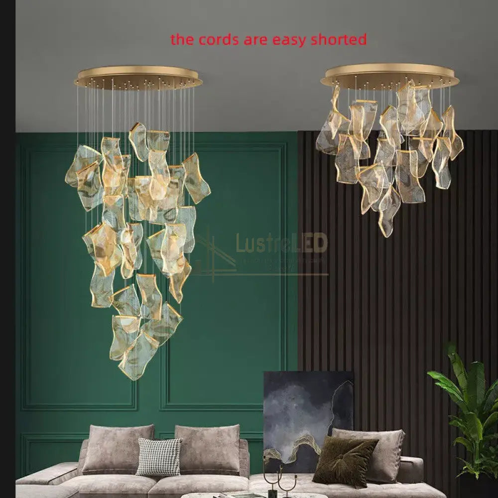 Lustra Led Luxury Paper Quill Gold Echivalent 500W Chandeliers Crystal