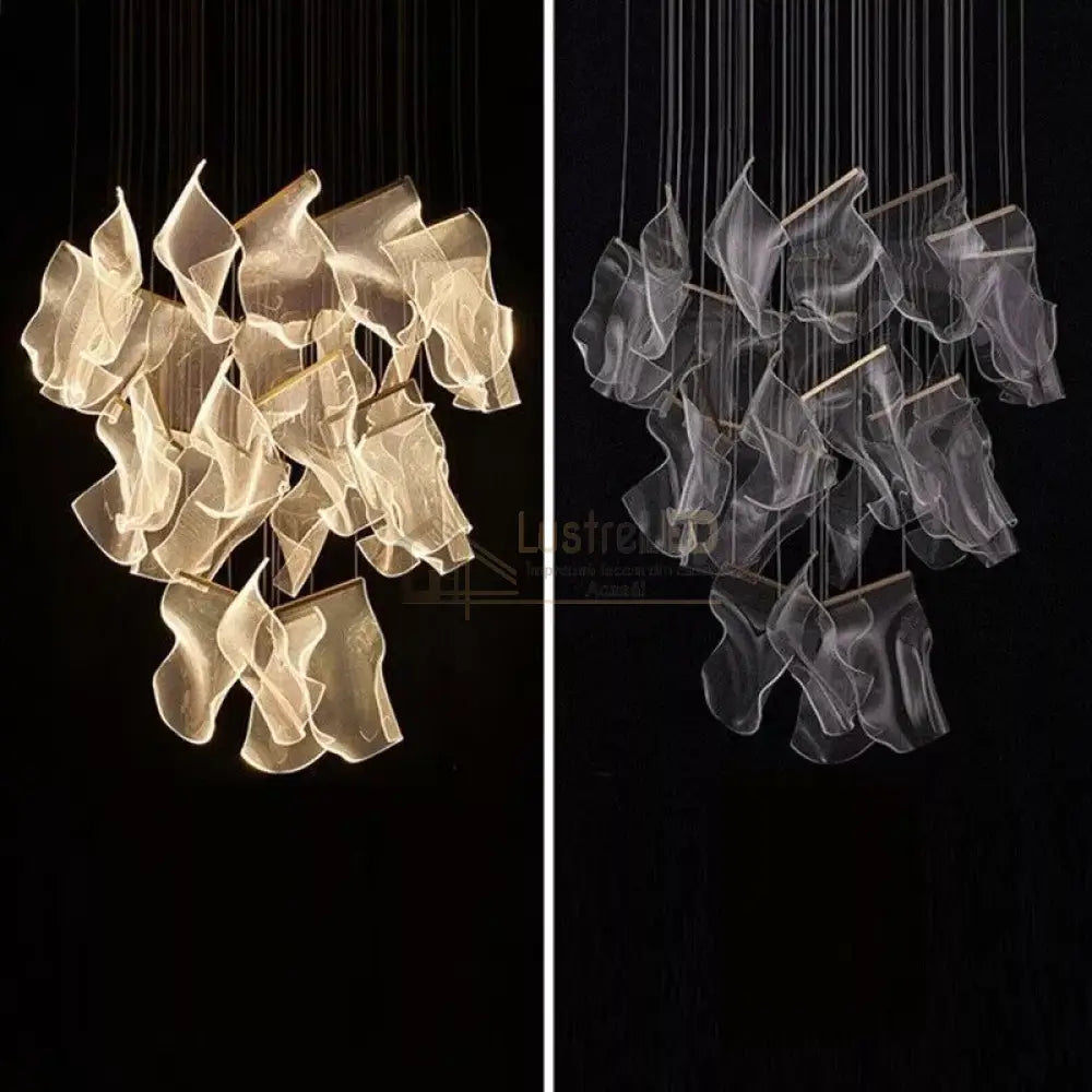 Lustra Led Luxury Paper Quill Gold Echivalent 500W Chandeliers Crystal