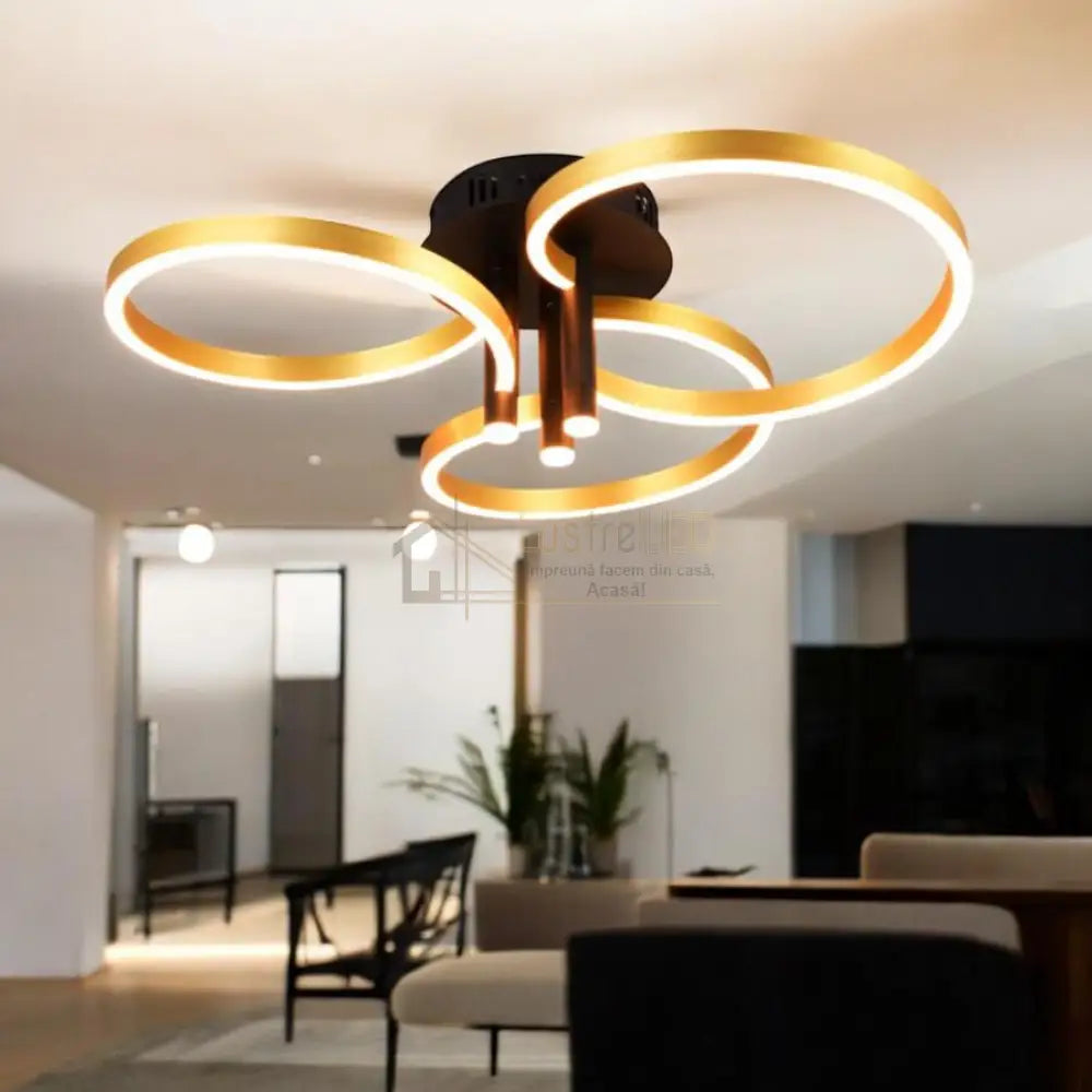 Lustra LED Luxury ShineShift Black+Gold Echivalent 500W lustreled.ro