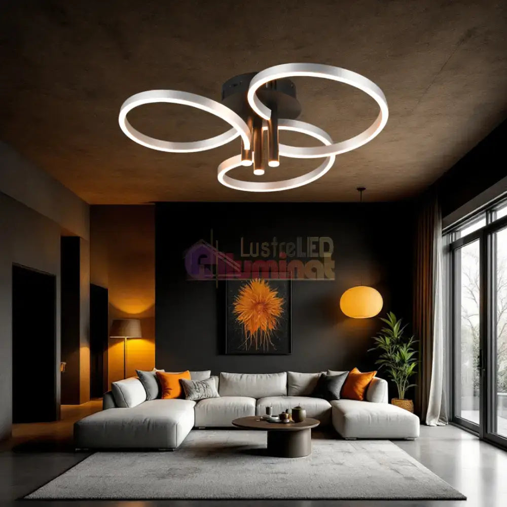 Lustra LED Luxury ShineShift Black+Silver Echivalent 500W lustreled.ro