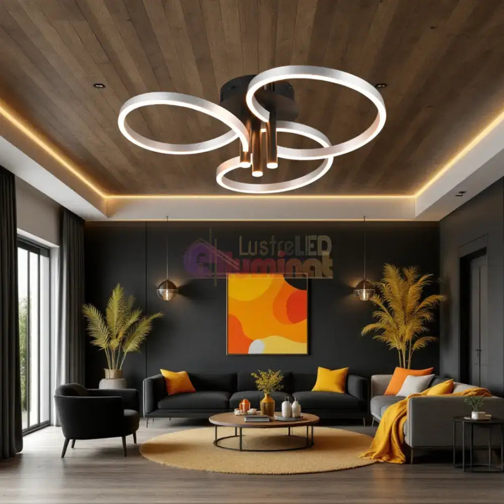 Lustra LED Luxury ShineShift Black+Silver Echivalent 500W lustreled.ro