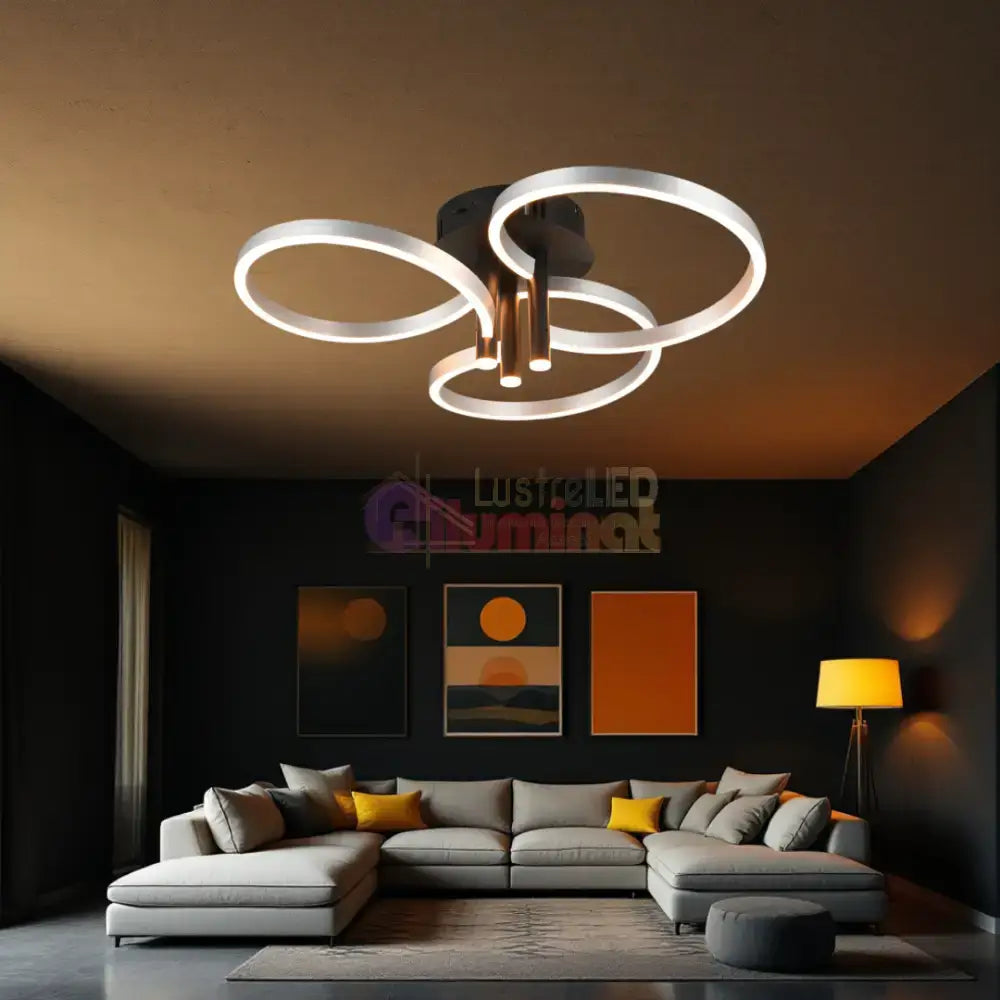 Lustra LED Luxury ShineShift Black+Silver Echivalent 500W lustreled.ro