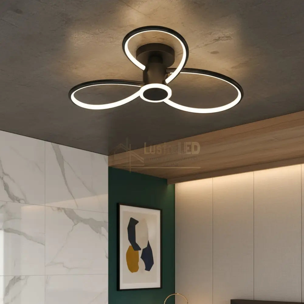 Lustra LED Lymon Neagra Echivalent 480W Telecomanda NEAGRA Lighting Fixtures