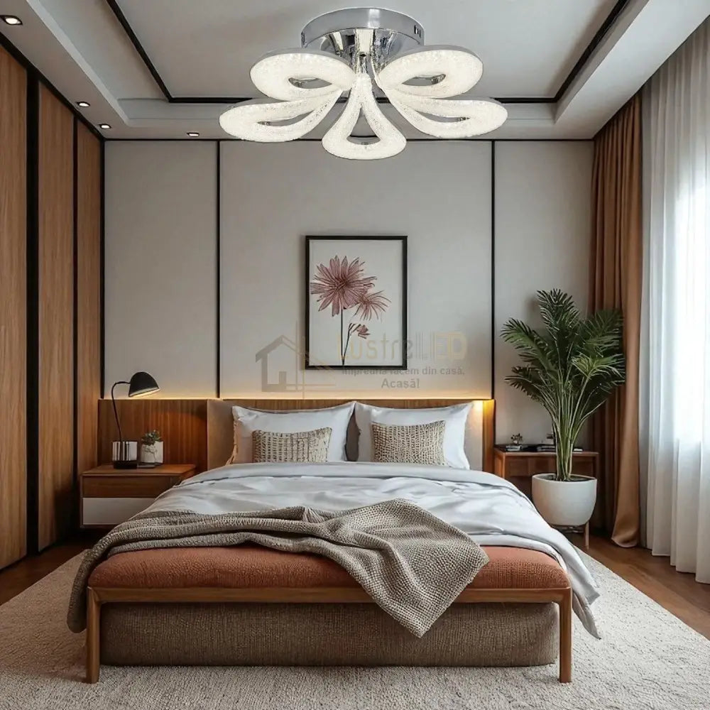 Lustra LED MARLO Chrome Echivalent 400W Telecomanda ARGINTIE / MINIMALIST DESIGN / 50CM Lighting Fixtures
