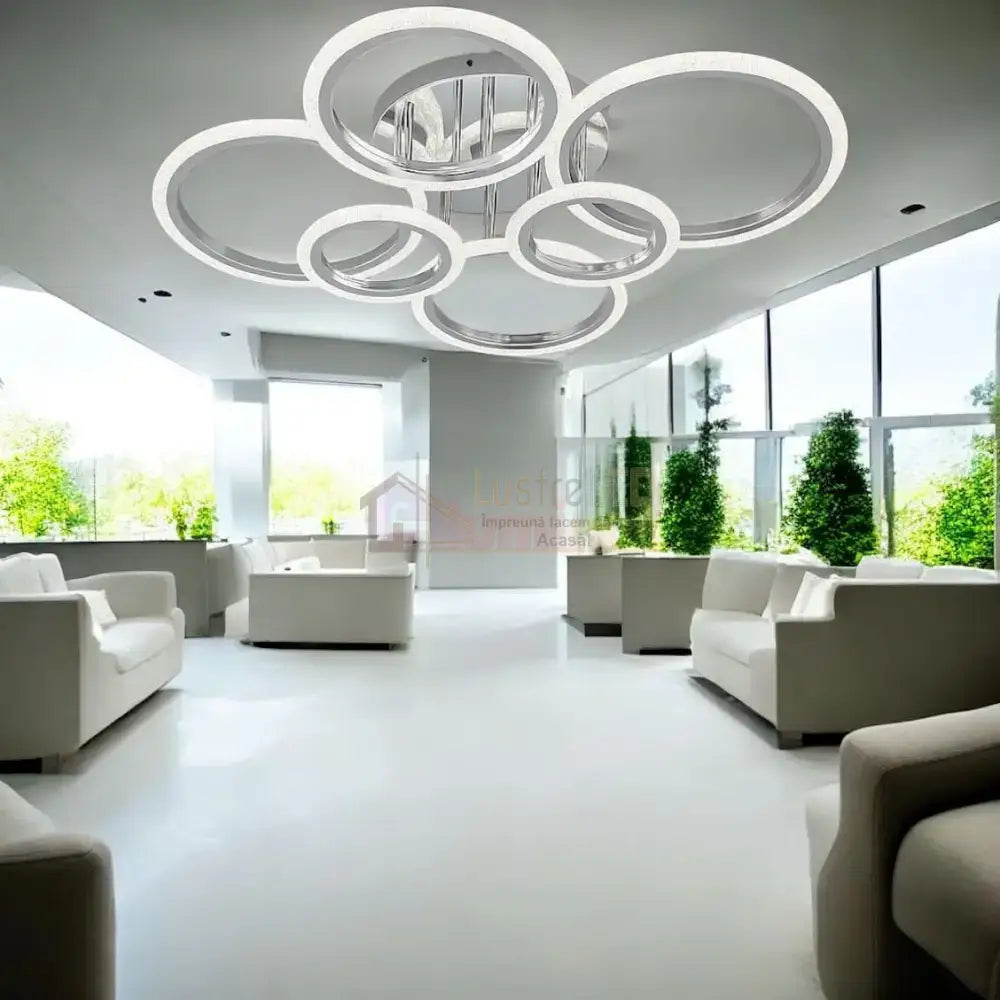 Lustra LED Maxi Brevia Silver 4 + 2 Circle Echivalent 800W ARGINTIE / CIRCLE DESIGN Lighting Fixtures