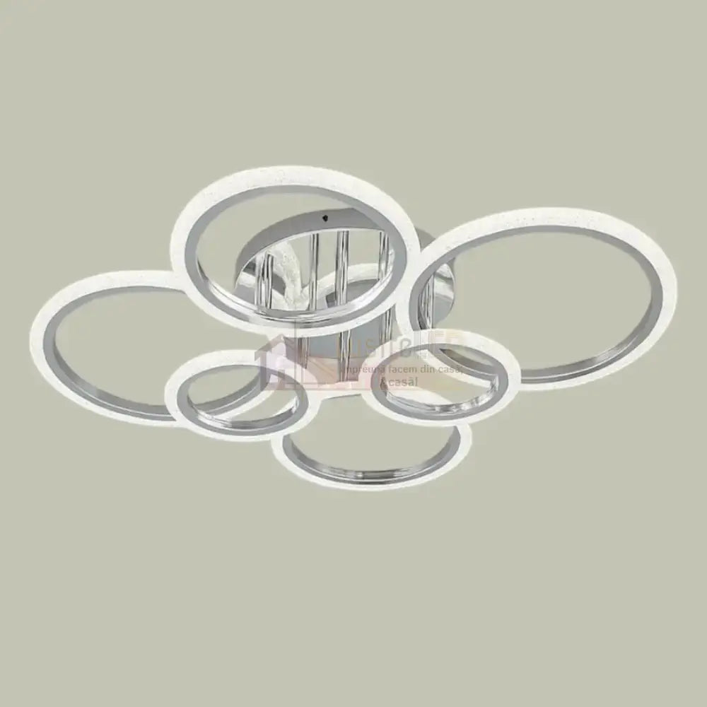 Lustra LED Maxi Brevia Silver 4 + 2 Circle Echivalent 800W ARGINTIE / CIRCLE DESIGN Lighting Fixtures