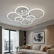 Lustra LED Maxi Brevia Silver 4 + 2 Circle Echivalent 800W ARGINTIE / CIRCLE DESIGN Lighting Fixtures