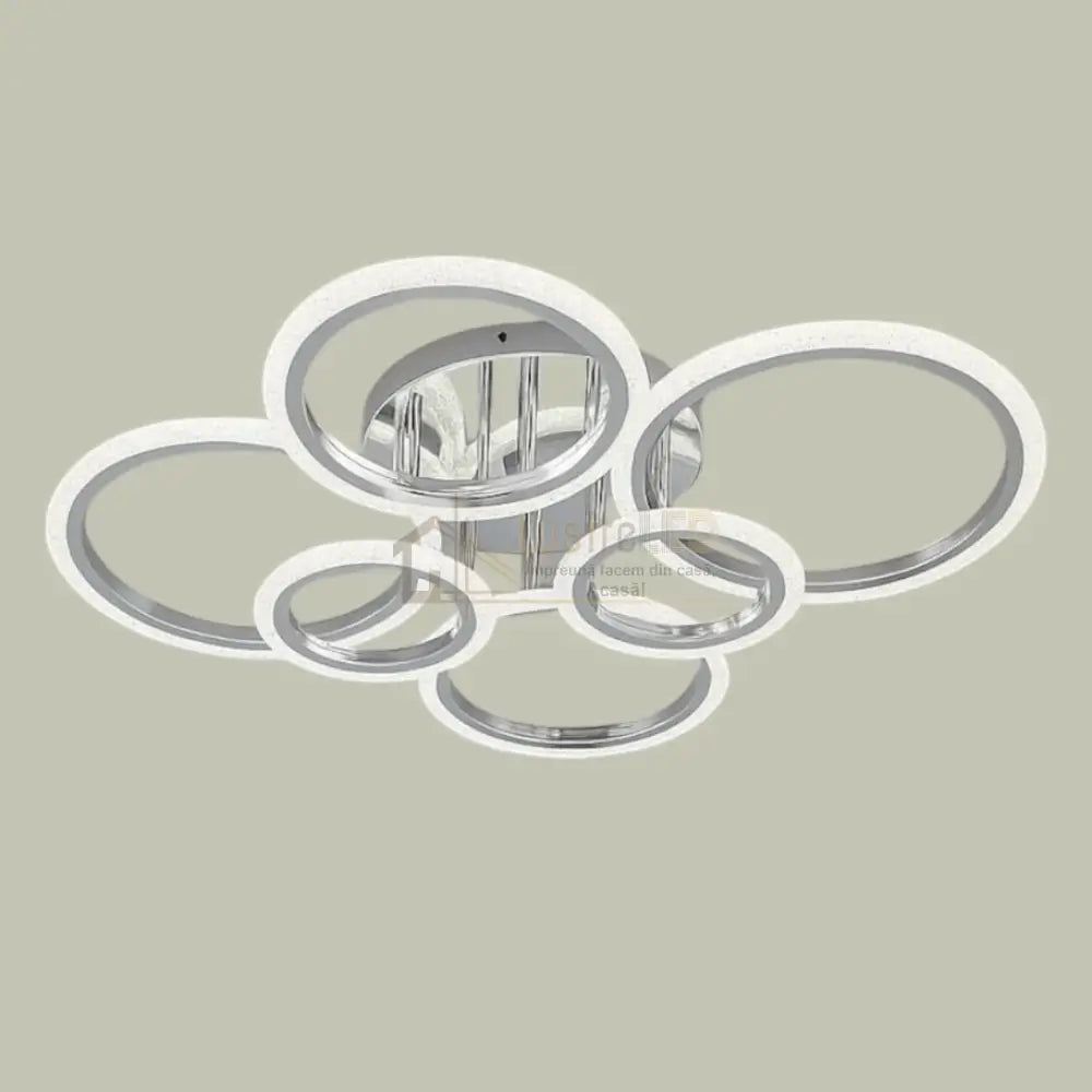 Lustra LED Maxi Brevia Silver 4 + 2 Circle Echivalent 800W ARGINTIE / CIRCLE DESIGN Lighting Fixtures