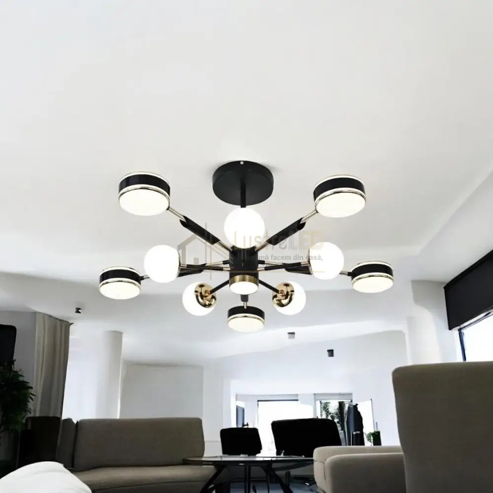 Lustra LED Maxi Fenora Black Echivalent 500W Telecomanda lustreled.ro