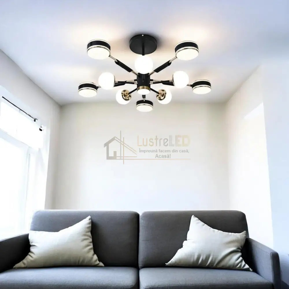 Lustra LED Maxi Fenora Black Echivalent 500W Telecomanda lustreled.ro