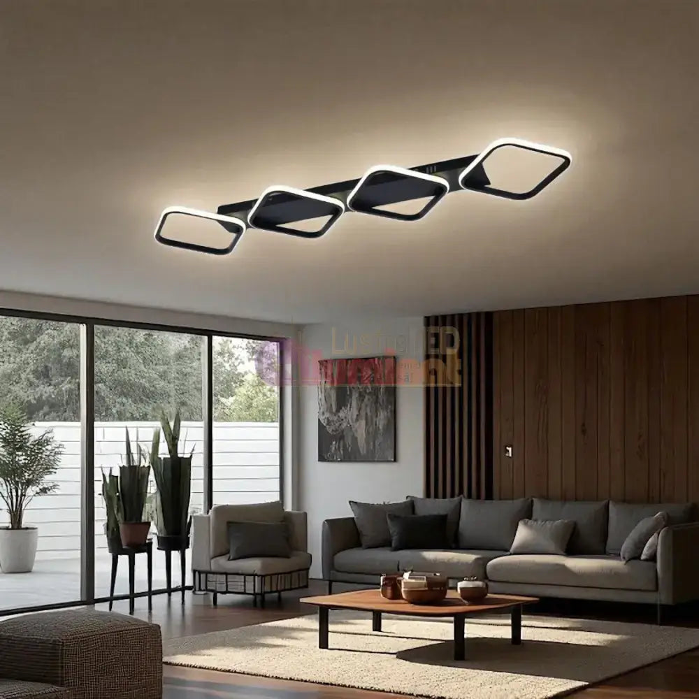 Lustra LED Maxi Lumara Black Echivalent 400W Telecomanda lustreled.ro