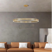 Lustra LED Maxi Ring Gold Suspendata Echivalent 800W Telecomanda lustreled.ro