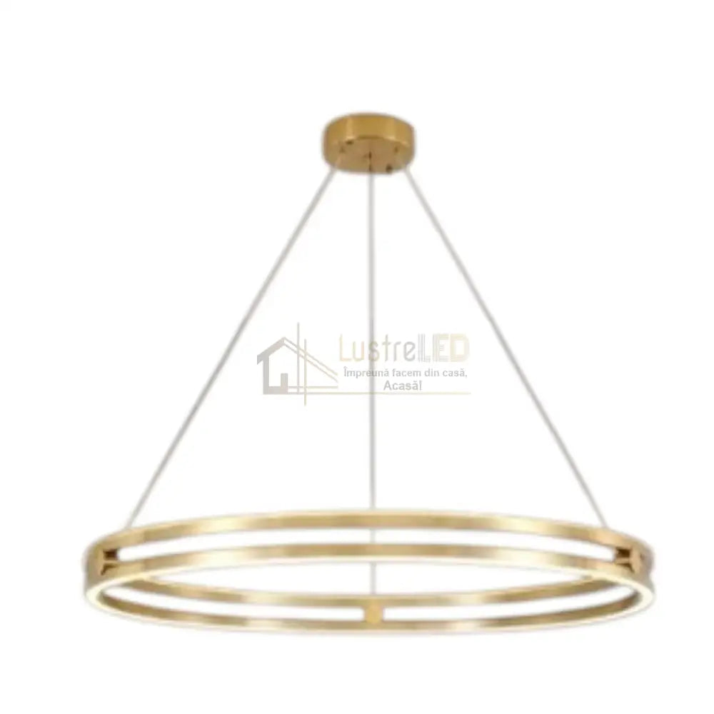 Lustra LED Maxi Ring Gold Suspendata Echivalent 800W Telecomanda lustreled.ro