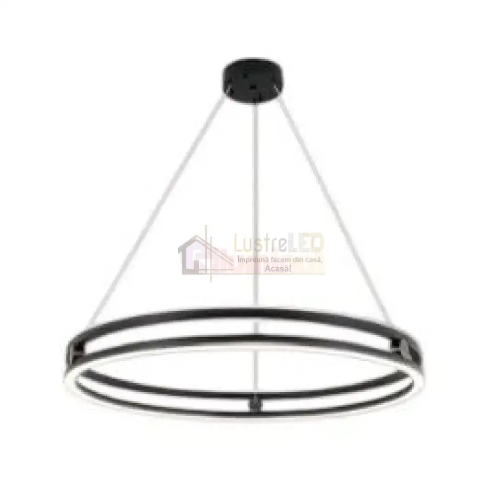 Lustra LED Maxi Ring Neagra Suspendata Echivalent 800W Telecomanda NEAGRA / SUSPENDATE / 60CM Lighting Fixtures