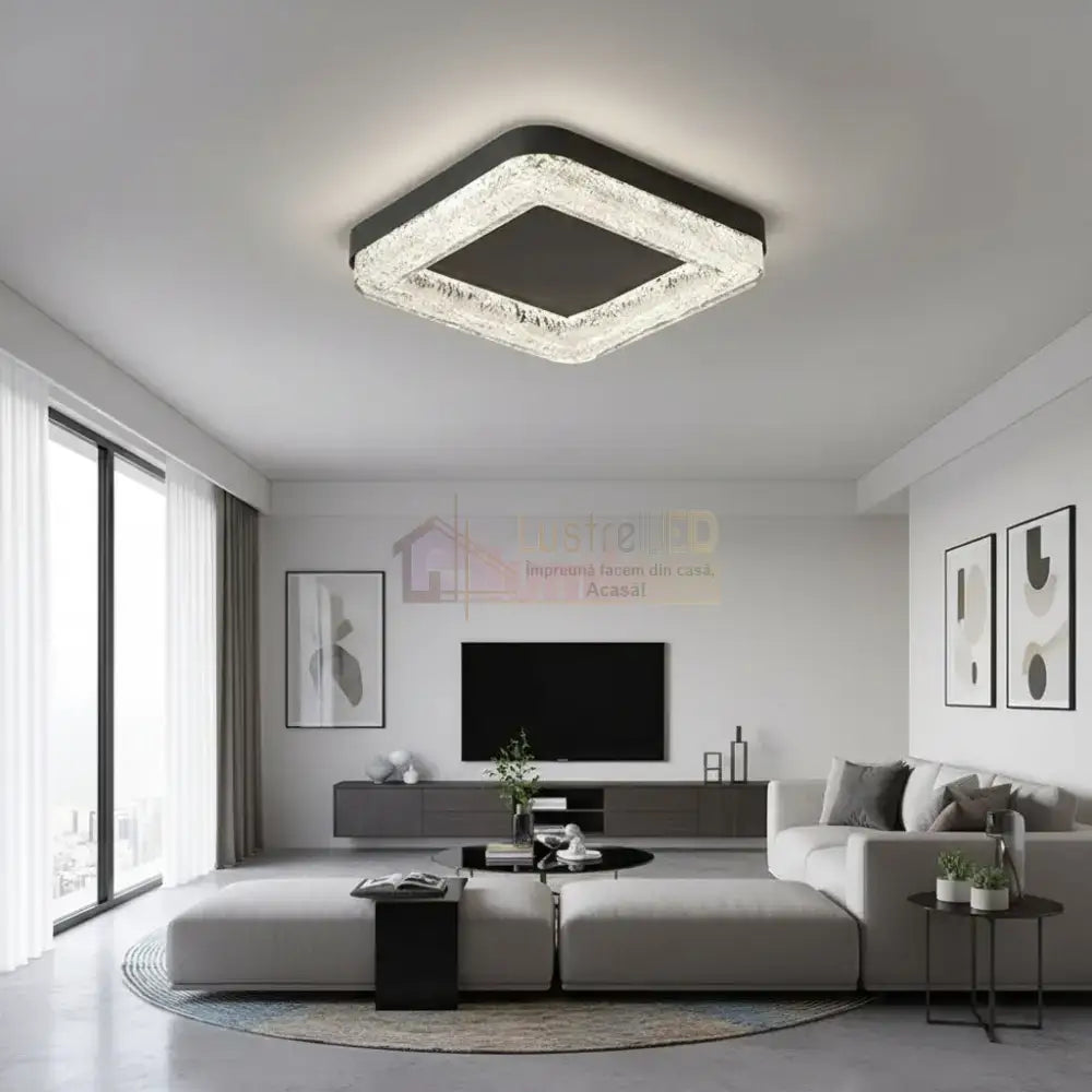 Lustra LED MESA Square Echivalent 300W Telecomanda NEAGRA / SQUARE DESIGN Lighting Fixtures