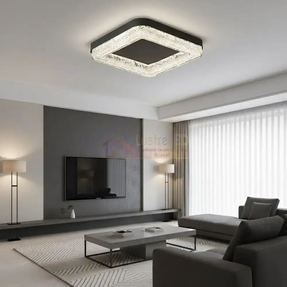 Lustra LED MESA Square Echivalent 300W Telecomanda NEAGRA / SQUARE DESIGN Lighting Fixtures