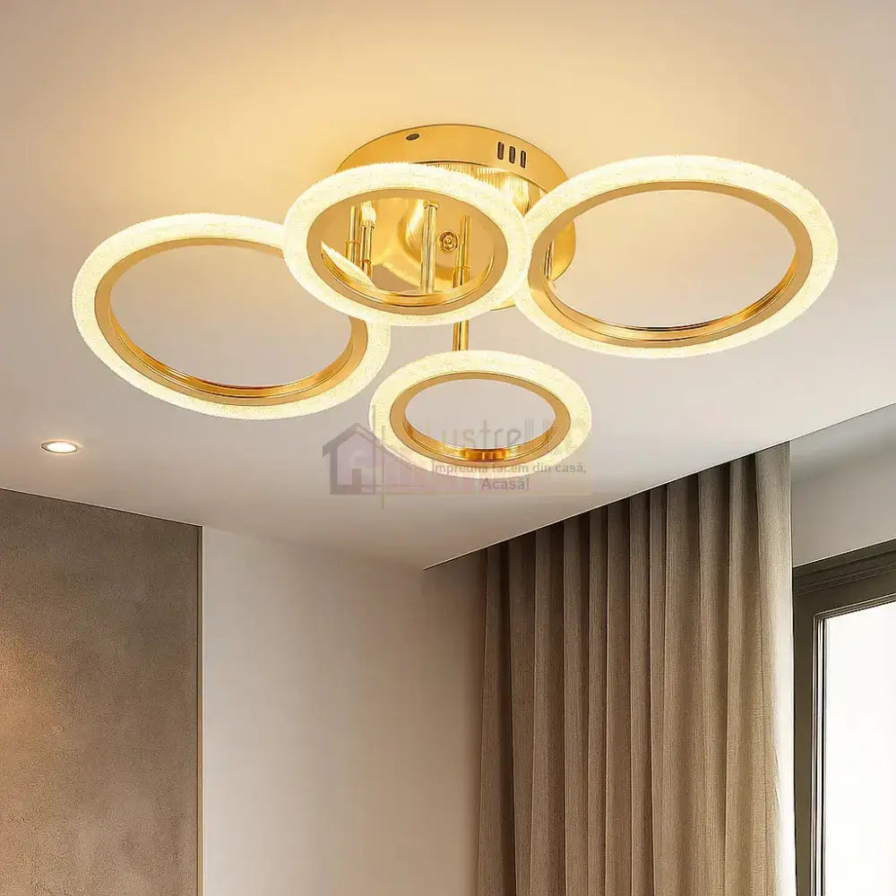 Lustra LED Mini Brevia Gold 2 + 2 Circle Echivalent 400W Telecomanda AURIE / CIRCLE DESIGN Lighting Fixtures
