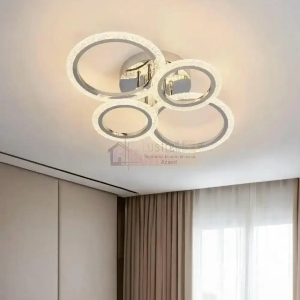 Lustra LED Mini Brevia Silver 2 + 2 Circle Echivalent 400W Telecomanda ARGINTIE / CIRCLE DESIGN Lighting Fixtures