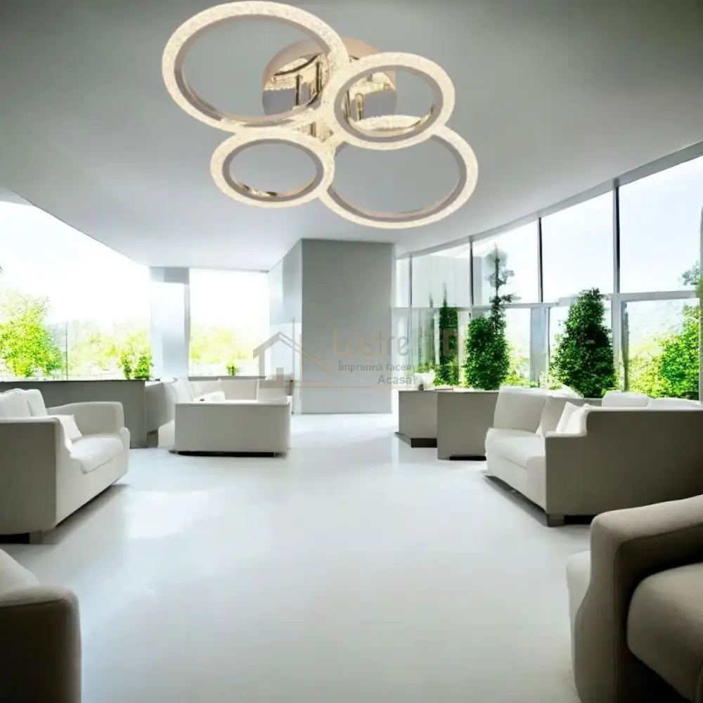 Lustra LED Mini Brevia Silver 2 + 2 Circle Echivalent 400W Telecomanda ARGINTIE / CIRCLE DESIGN Lighting Fixtures