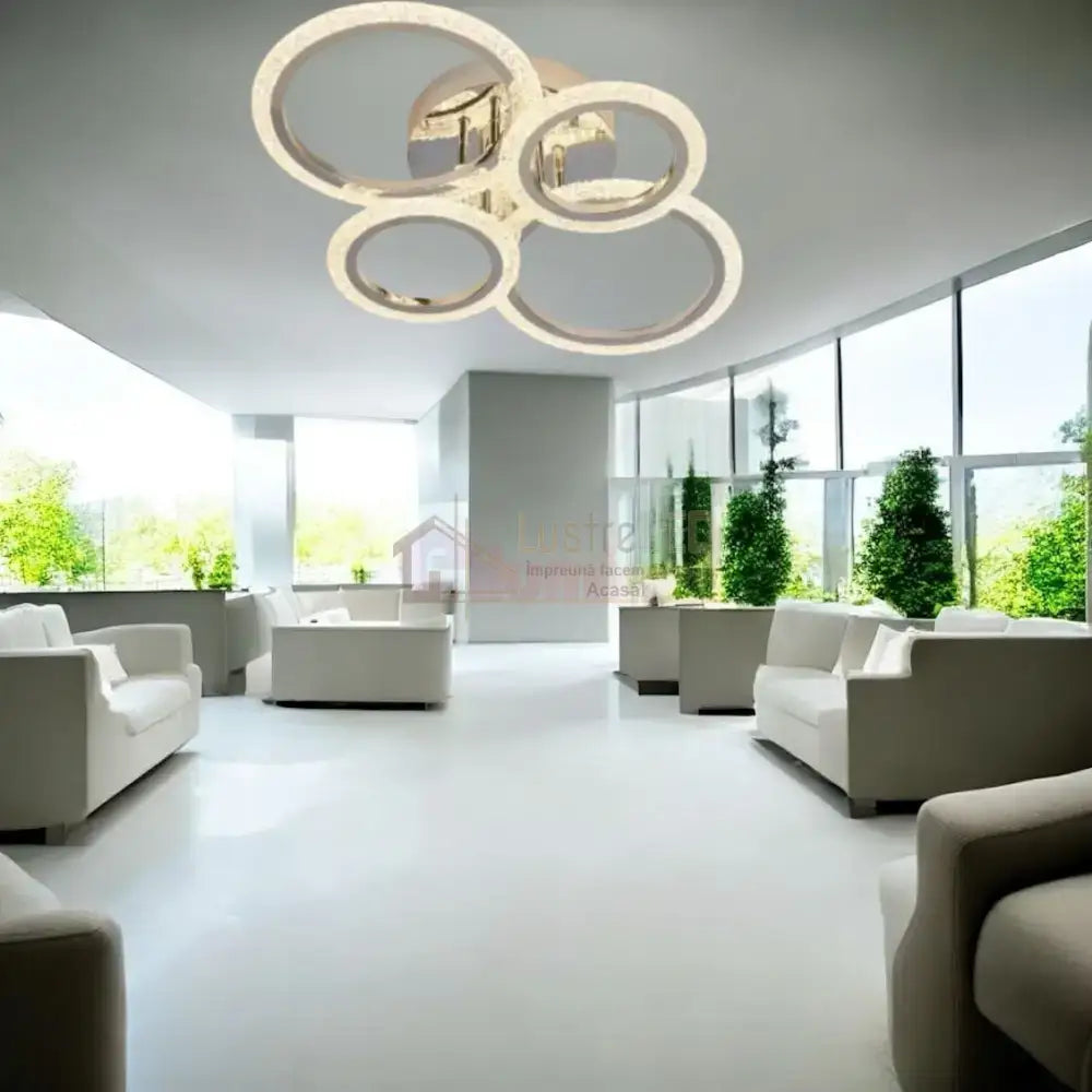 Lustra LED Mini Brevia Silver 2 + 2 Circle Echivalent 400W Telecomanda ARGINTIE / CIRCLE DESIGN Lighting Fixtures