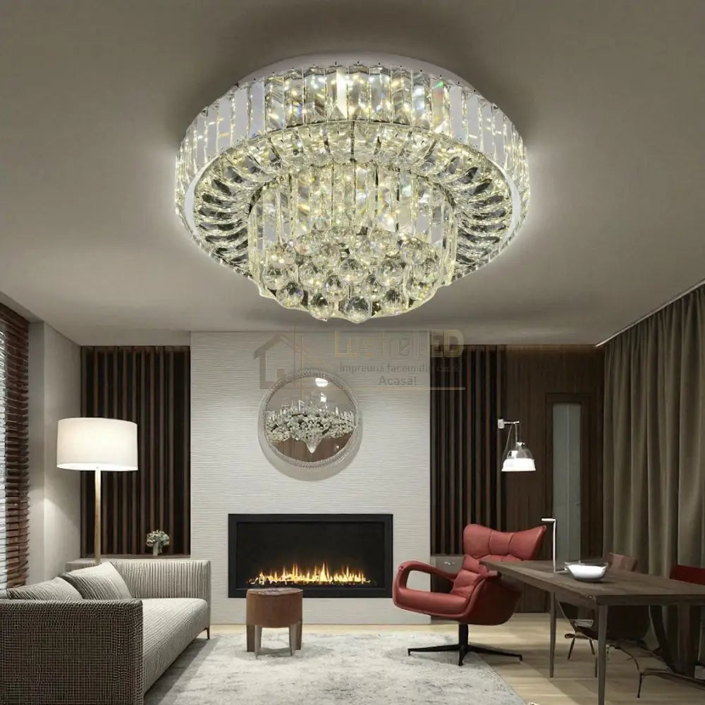Lustra LED Mini Klyra CRISTAL Echivalent 400W Telecomanda lustreled.ro