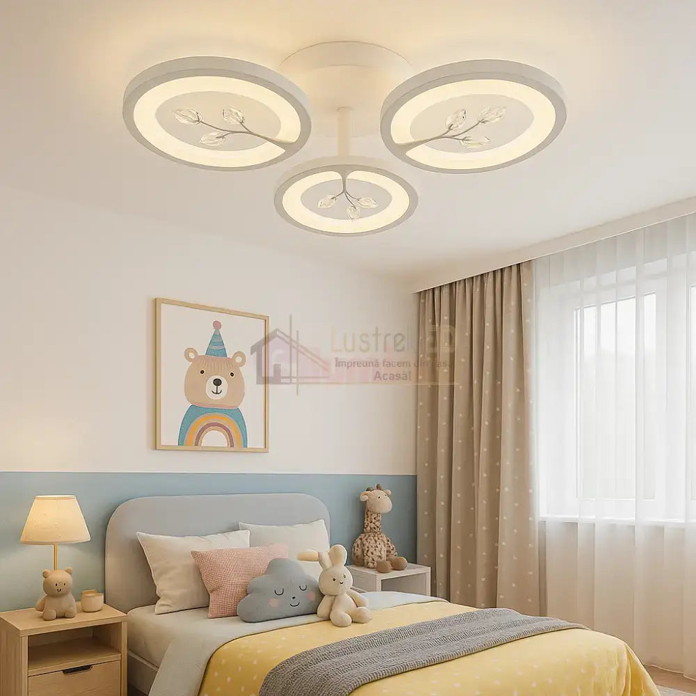 Lustra LED Mini LEAVES Echivalent 300W Telecomanda ALBA / 45CM / FLOWER DESIGN Lighting Fixtures