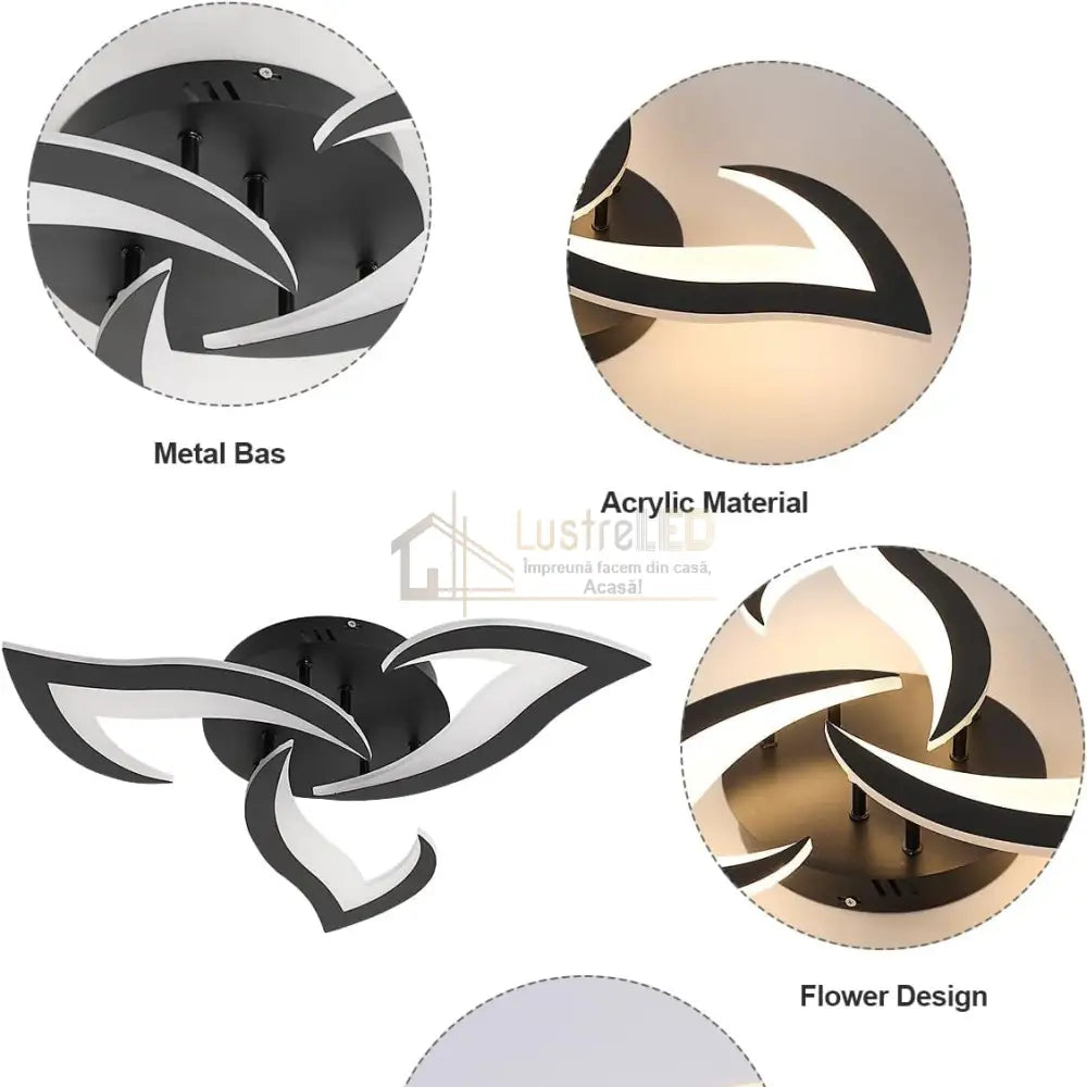 Lustra LED Mini Narcisse Black Echivalent 250W Telecomanda Lighting Fixtures