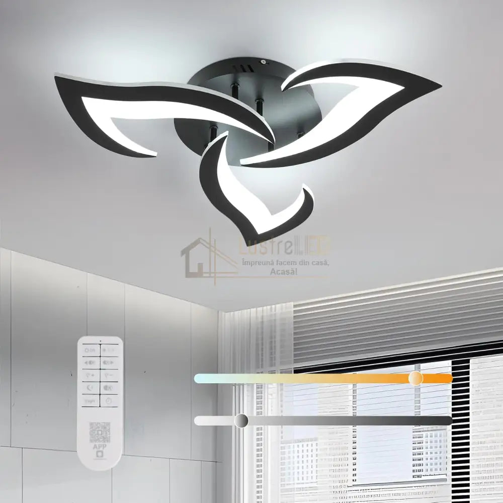 Lustra LED Mini Narcisse Black Echivalent 250W Telecomanda Lighting Fixtures
