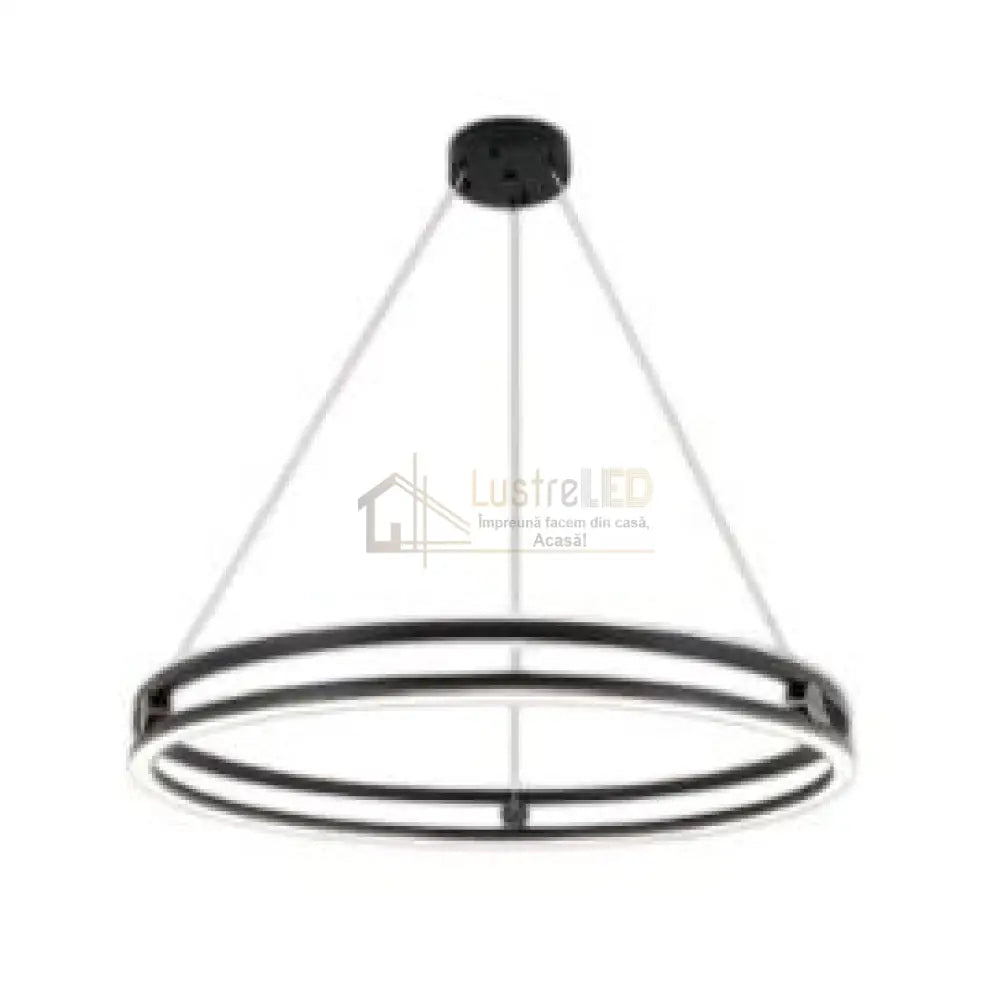 Lustra LED Mini Ring Neagra Suspendata Echivalent 400W Telecomanda lustreled.ro