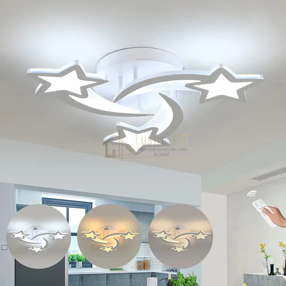 Lustra Led 80W Mini Star Design Echivalent 300W Telecomanda Lighting Fixtures