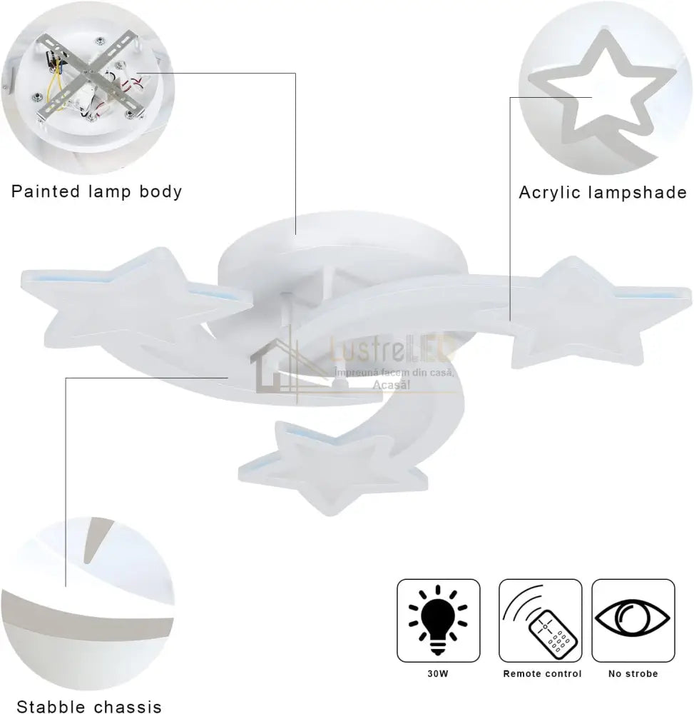 Lustra Led 80W Mini Star Design Echivalent 300W Telecomanda Lighting Fixtures