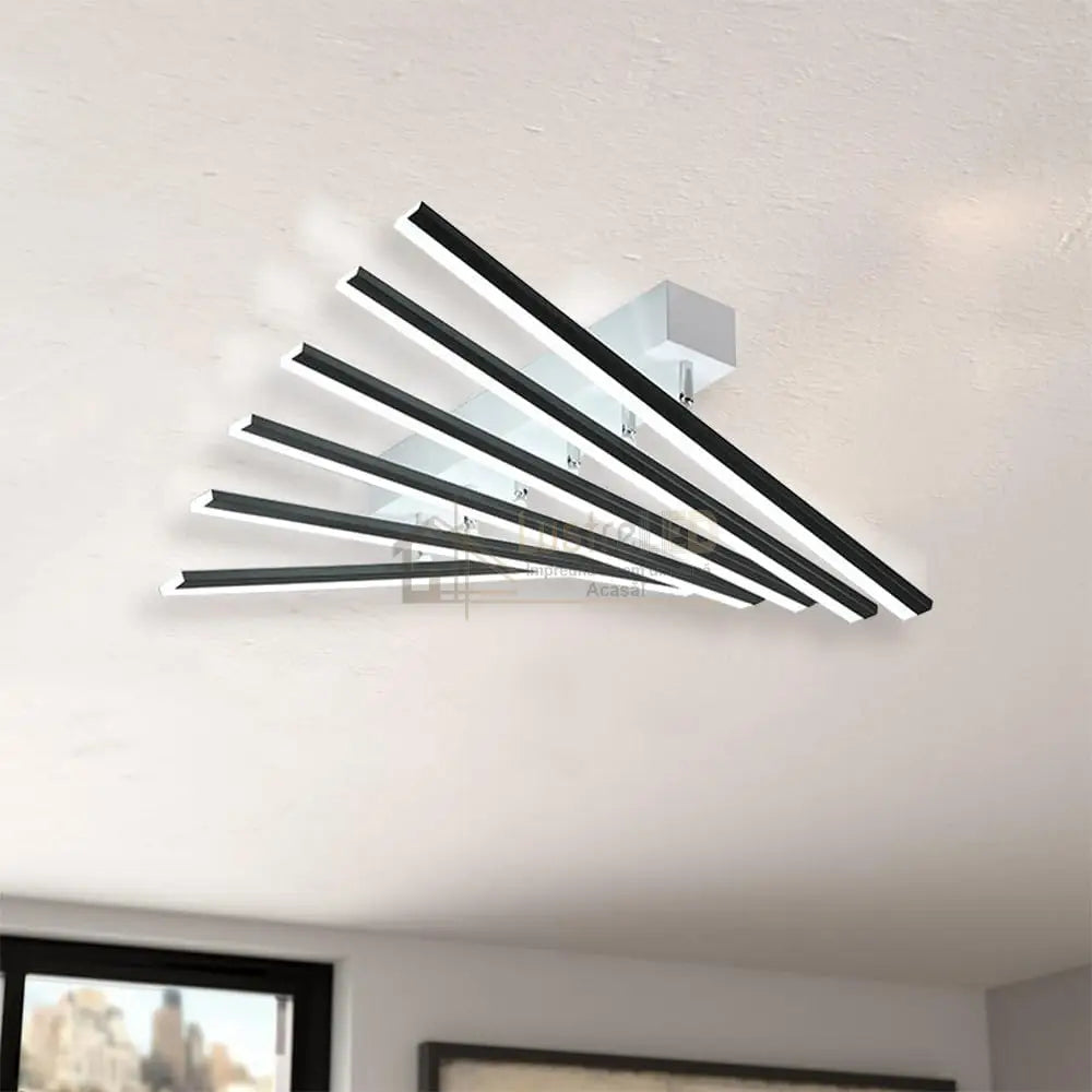 Lustra Led Minimalist Lines Reglabila Alb + Negru Telecomanda Lighting Fixtures