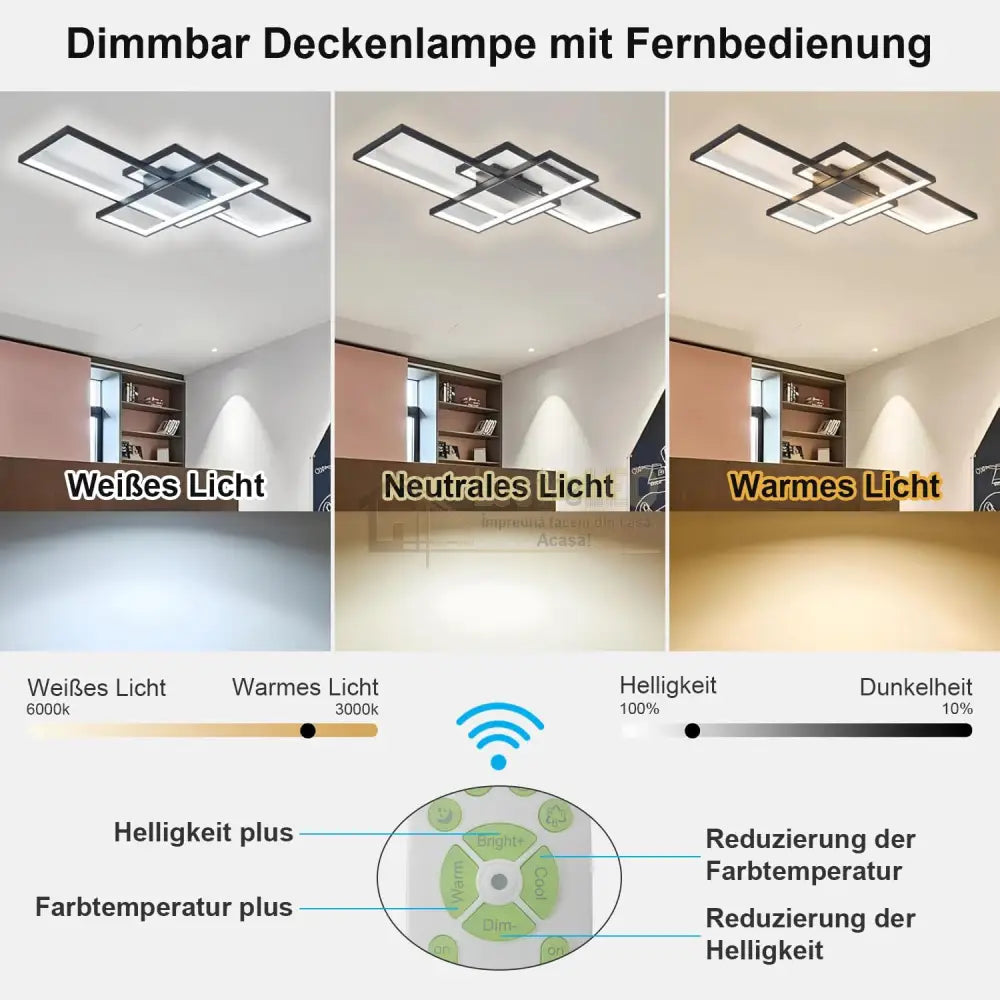 Lustra LED Modern Black Rectangle Echivalent 800W Telecomanda lustreled.ro
