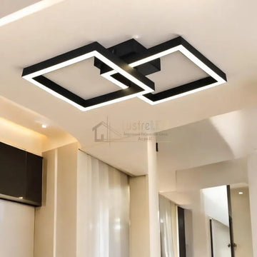 Lustra LED Modern Square Black 1+1 Echivalent 200W Telecomanda