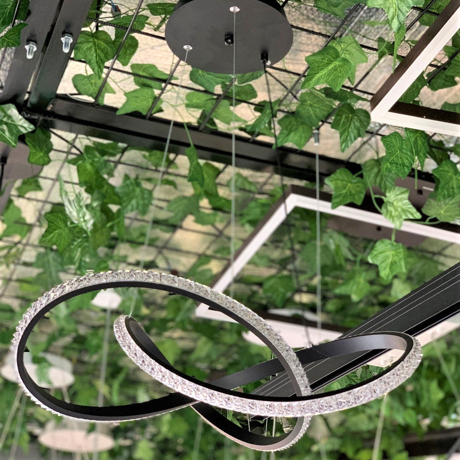 Lustra LED Cristal Infinity Black 2 Segmente Echivalent 400W