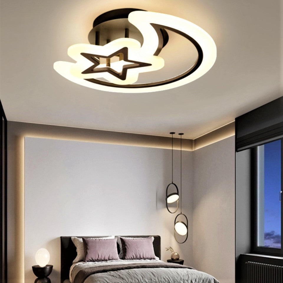 Lustra Led 78W Semiluna Neagra Telecomanda Echivalent 400W Lighting Fixtures