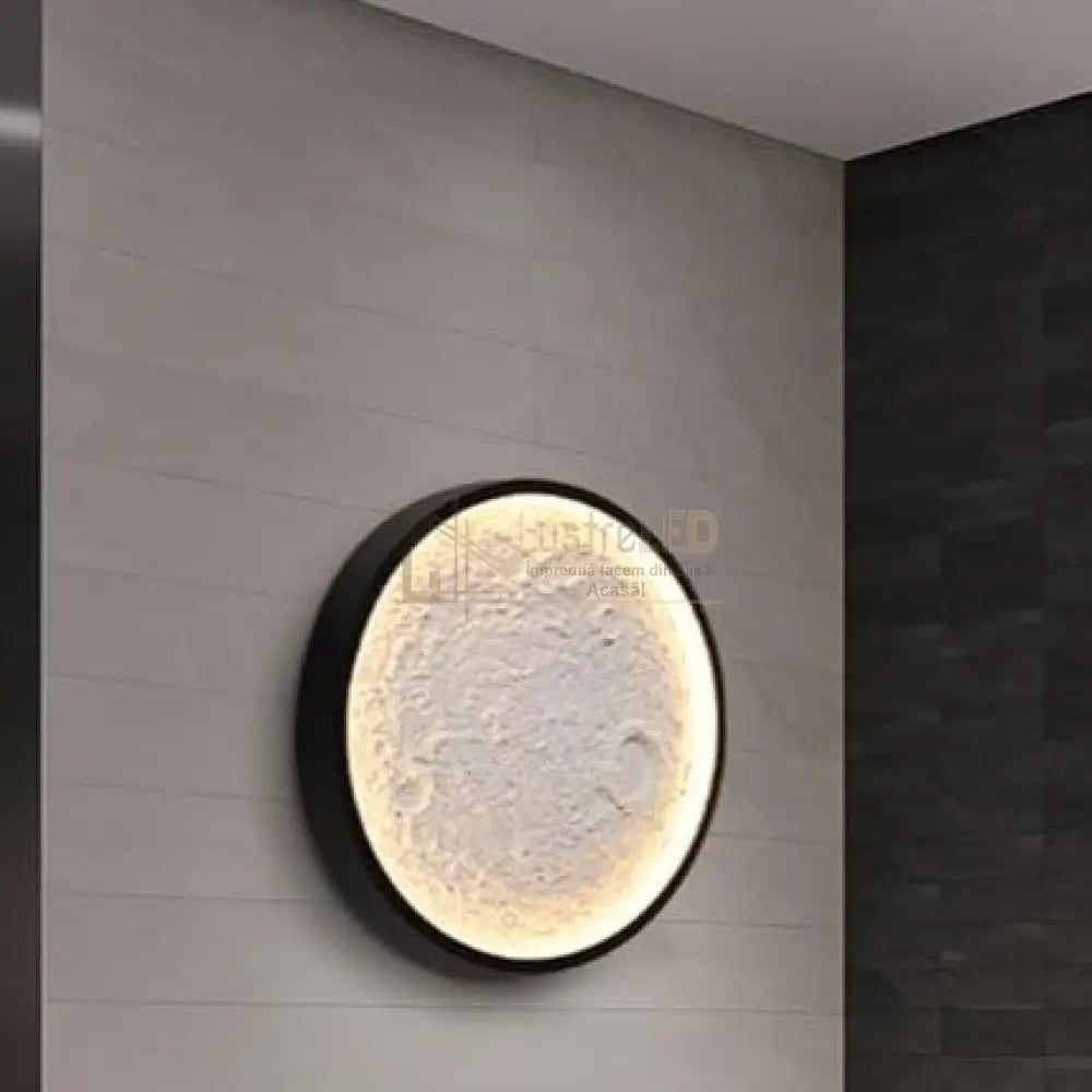 Lustra LED MOON Neagra Echivalent 240W lustreled.ro