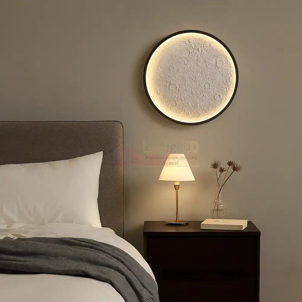 Lustra LED MOON Neagra Echivalent 240W NEAGRA / 40CM Lighting Fixtures