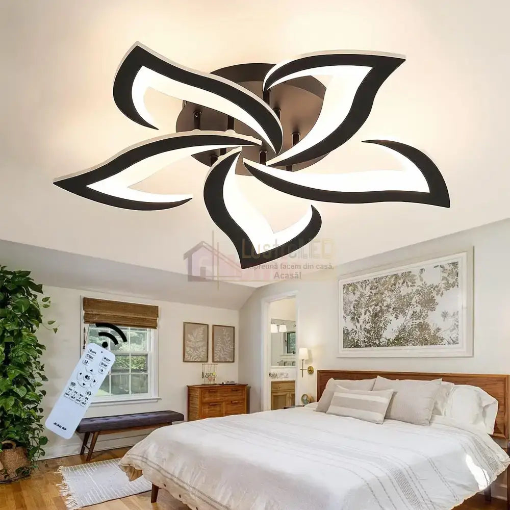 Lustra Led Narcisse Black Telecomanda Echivalent 500W Lighting Fixtures