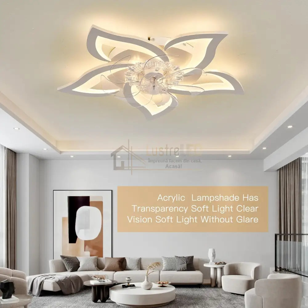 Lustra Led Narcisse Cu Ventilator Si Telecomanda Echivalent 400W Ceiling Light With Fan
