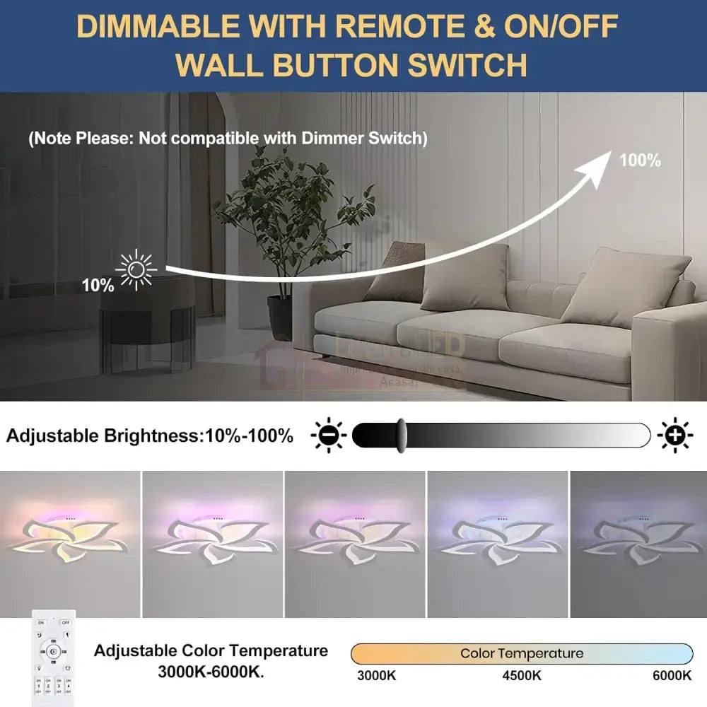 Lustra Led Narcisse Rgb Echivalent 600W Telecomanda Ceiling Light Fixtures